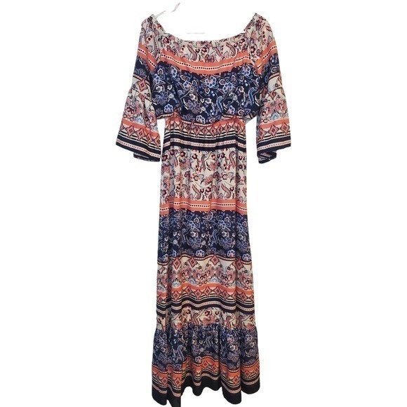 Eliza J Bell‎ Sleeve Off Shoulder Maxi Dress Women Size 4 - Picture 2 of 5